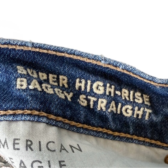 American Eagle Super High Rise Baggy Straight Strigid Women’s Jeans Sz 14 - Picture 6 of 10